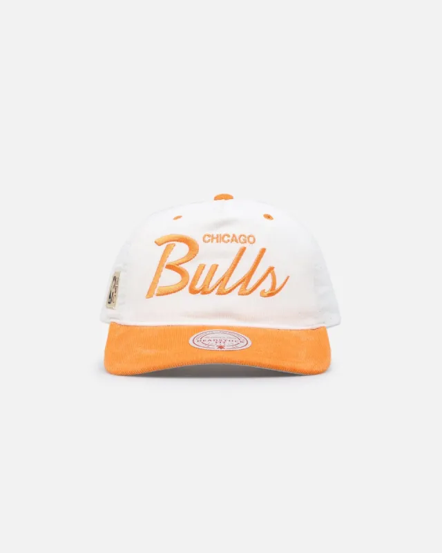 Mitchell & Ness Chicago Bulls Pastel Corduroy Snapback White Cream/Orange sold by Culture Kings