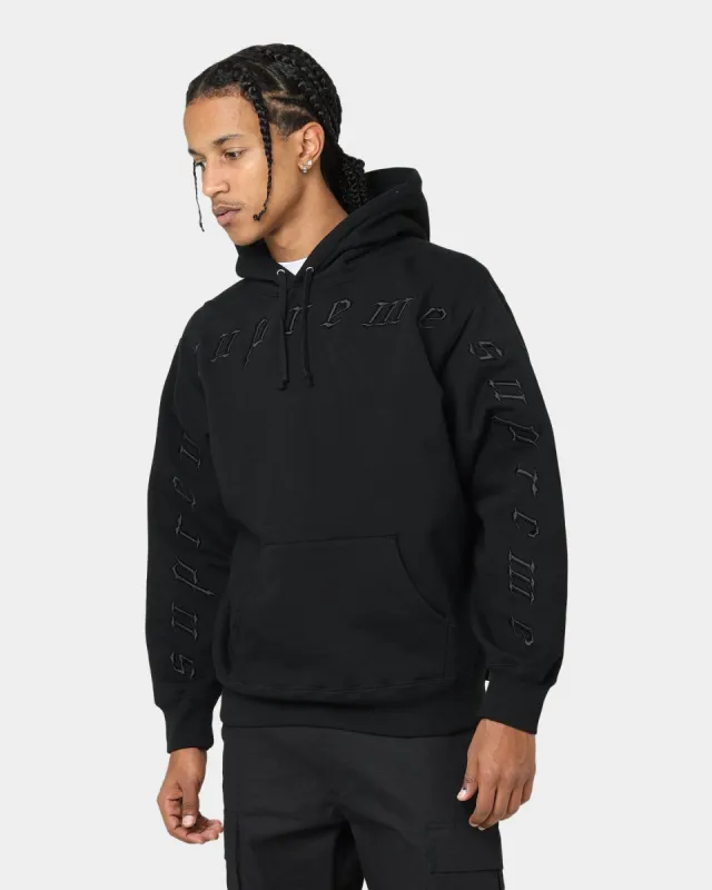 Supreme Raised Embroidery Hooded Sweatshirt Black sold by Culture Kings