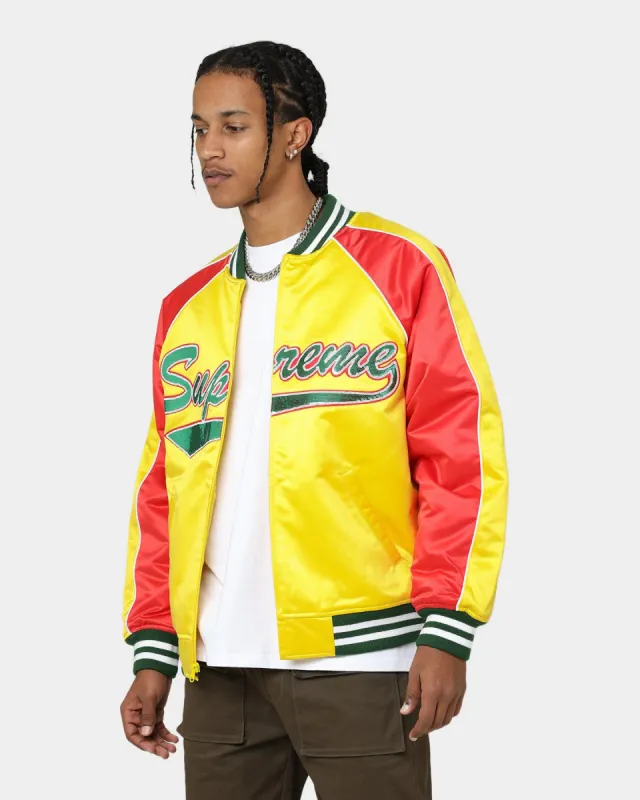Supreme X Mitchell & Ness Sequin Logo Varsity Jacket Gold sold by Culture Kings