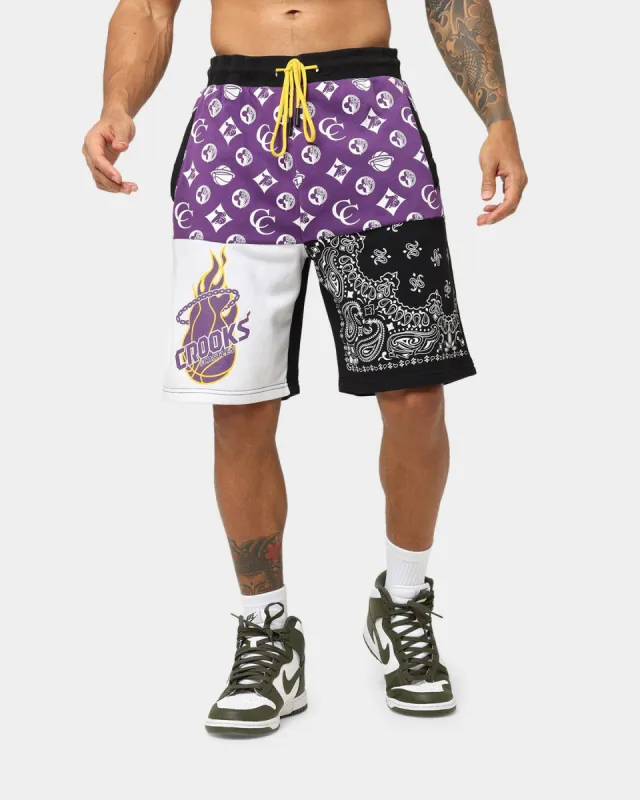 Crooks & Castles LA Serif Shorts Purple/Black sold by Culture Kings