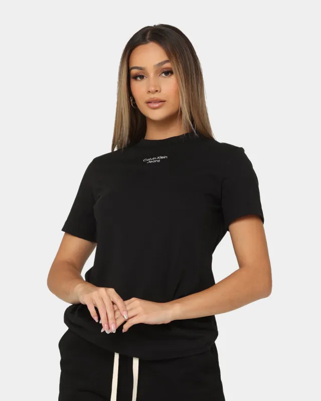 Calvin Klein Women's Stacked Logo Modern Straight T-Shirt Ck Black made by Culture Kings