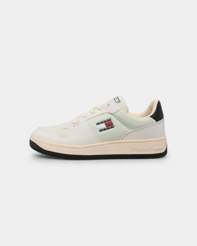 Tommy Jeans Basketball Canvas Mixed Texture Trainers Ivory made by Culture Kings