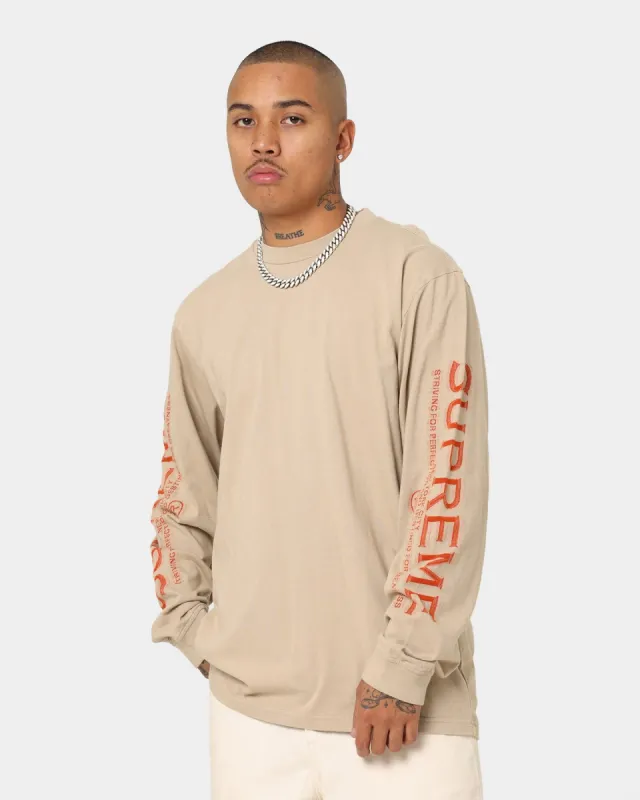 Supreme Intarsia Sleeve Long Sleeve T-Shirt Stone sold by Culture Kings