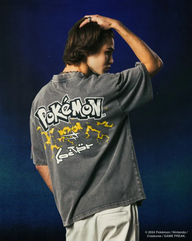 Pokémon By Loiter Pikachu Heavyweight T-Shirt Black Wash sold by Culture Kings