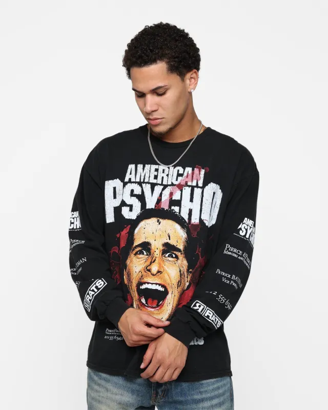 Rats Get Fat X American Psycho American Psycho Long Sleeve T-Shirt Black Wash sold by Culture Kings
