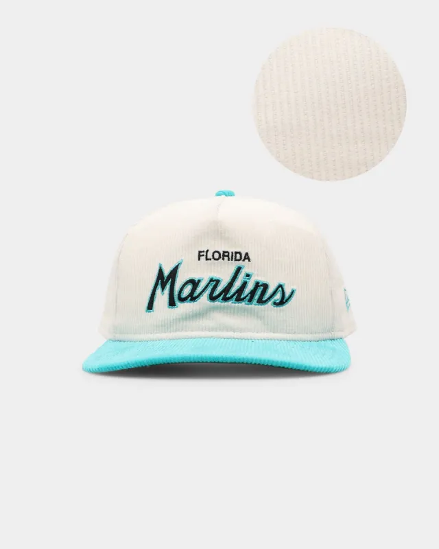 New Era Florida Marlins 'Chrome Corduroy Throwback Script' Golfer Snapback Chrome White sold by Culture Kings