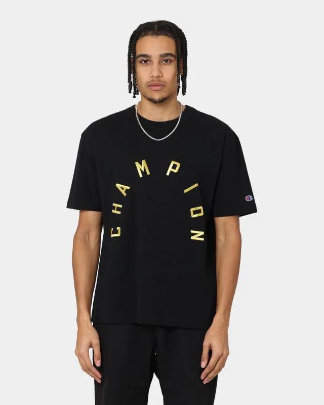 Champion Heritage Arch Logo T-Shirt Black/Gold sold by Culture Kings