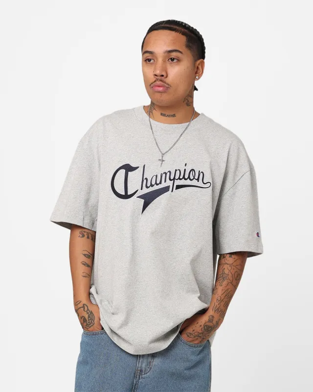 Champion Heritage Collegiate Cursive Logo T-Shirt Oxford Heather sold by Culture Kings