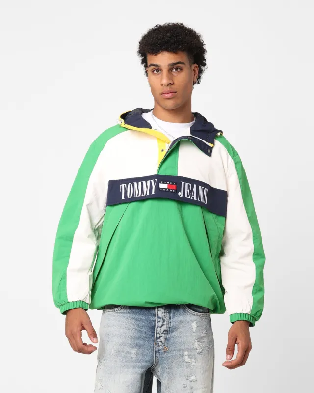 Tommy Jeans Oversized Chicago Archive Popover Windbreaker Jacket Coastal Green/Multi made by Culture Kings