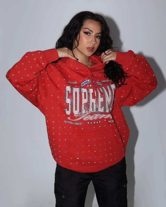 Supreme Rhinestone Hoodie Sweatshirt Burnt Red sold by Culture Kings