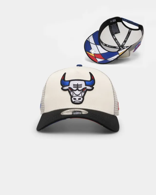 New Era Chicago Bulls 'Retro Mosaic' 9FORTY A-Frame Trucker Snapback White/Black sold by Culture Kings