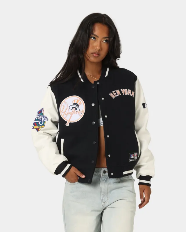 Majestic Athletic Women's New York Yankees Team Wordmark Melton/PU Jacket French Navy sold by Culture Kings