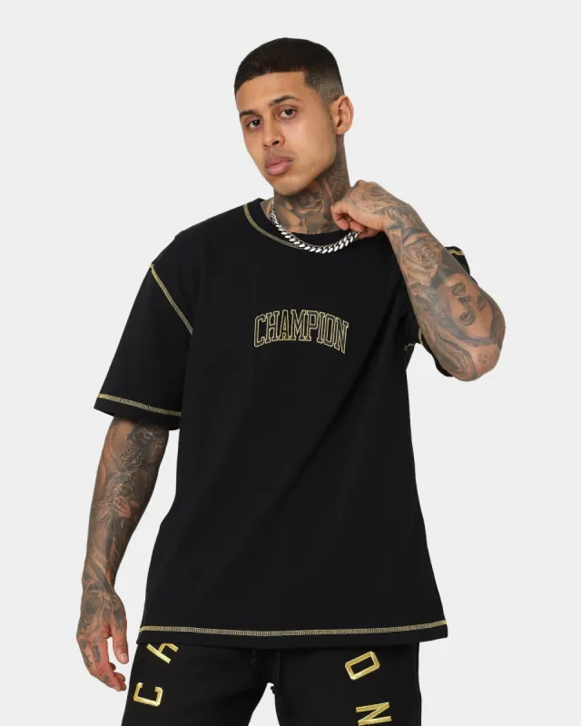 Champion Heritage Contrast Stitch T-Shirt Black/Gold sold by Culture Kings
