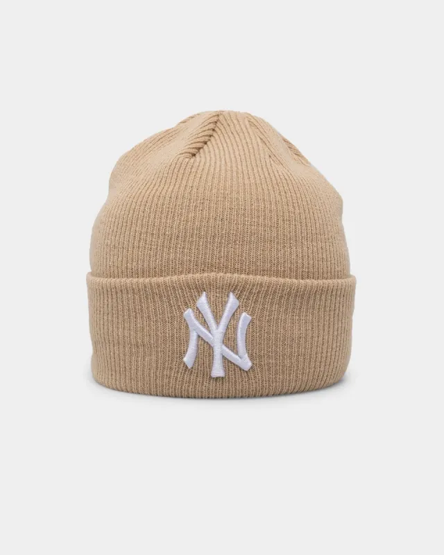 New Era New York Yankees Q223 Seasonal Knitted Beanie Light Beige sold by Culture Kings