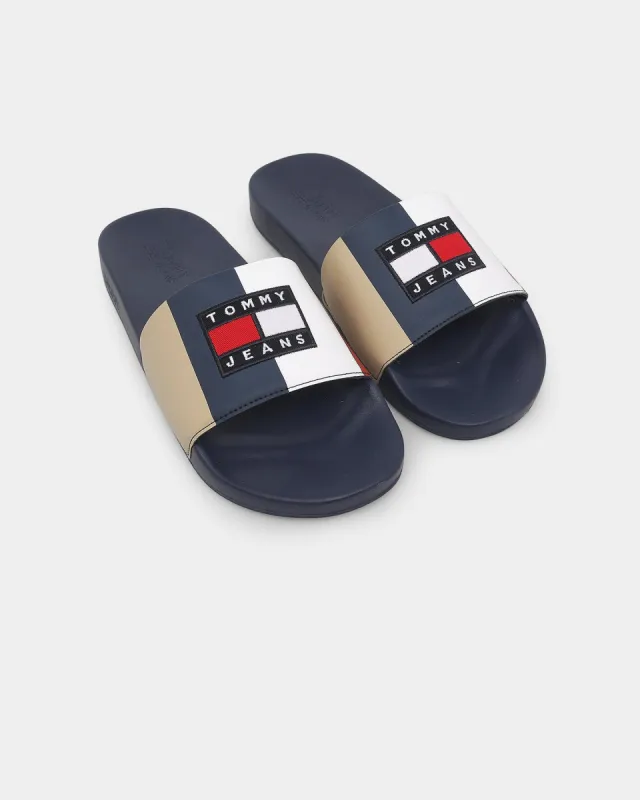 Tommy Jeans TJ Block Archive Pool Slides Twilight Navy sold by Culture Kings