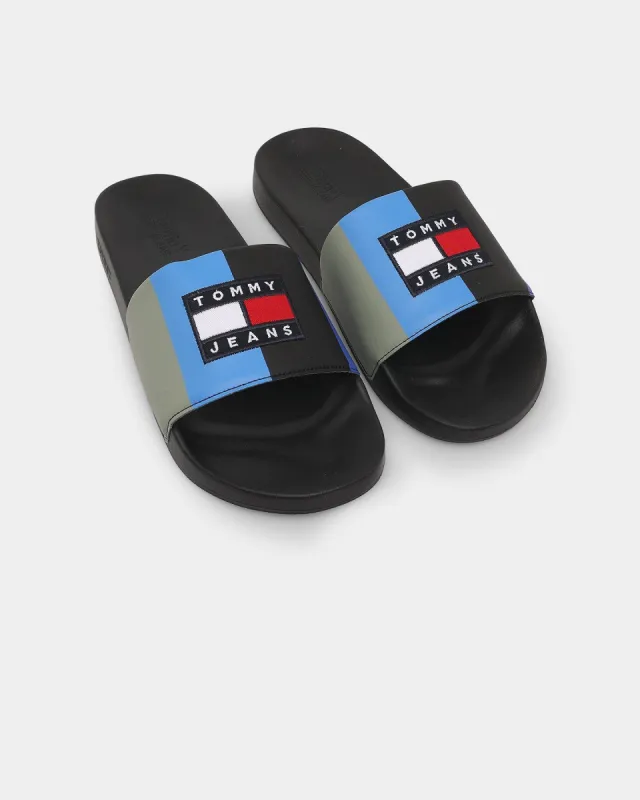 Tommy Jeans TJ Block Archive Pool Slides Black sold by Culture Kings