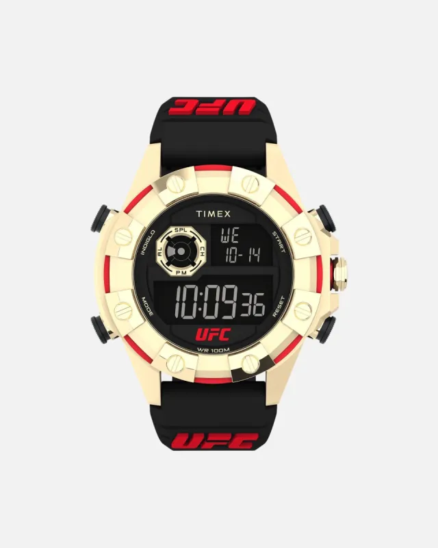 UFC X Timex Watches Kick Silicone Strap Digital Watch Black/Gold/Red sold by Culture Kings