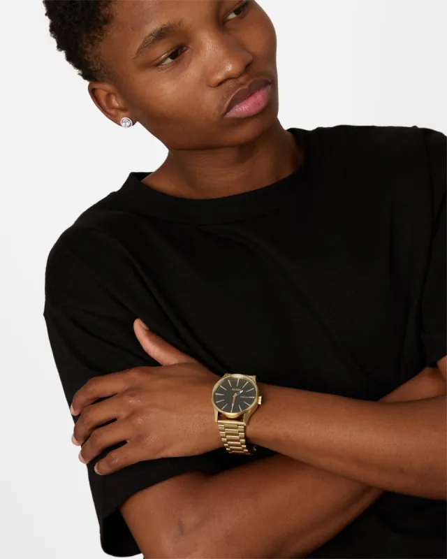 Nixon Sentry Stainless Steel Watch Yellow Gold/Black made by Culture Kings