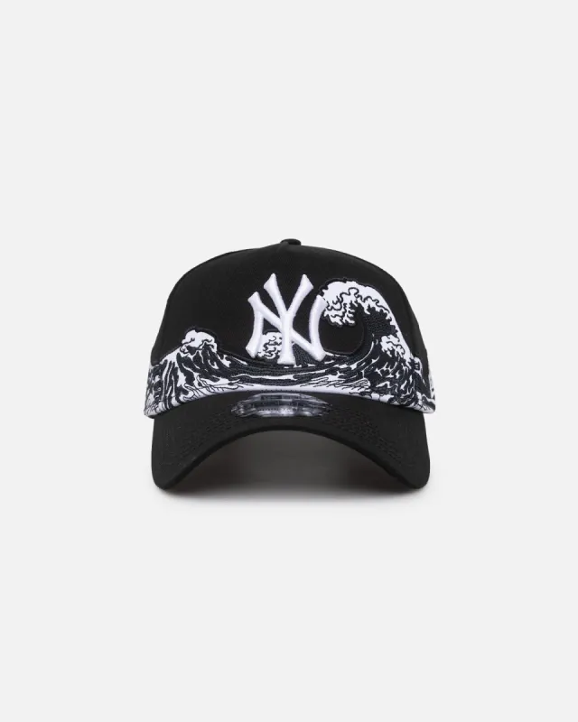 New Era New York Yankees "Wave" 9FORTY A-Frame Snapback Black/White sold by Culture Kings
