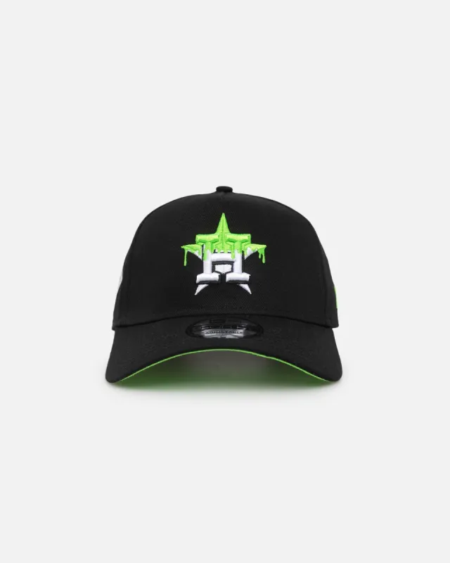 New Era Houston Astros "Drip Logo" 9FORTY A-Frame Snapback Black/White/Green sold by Culture Kings