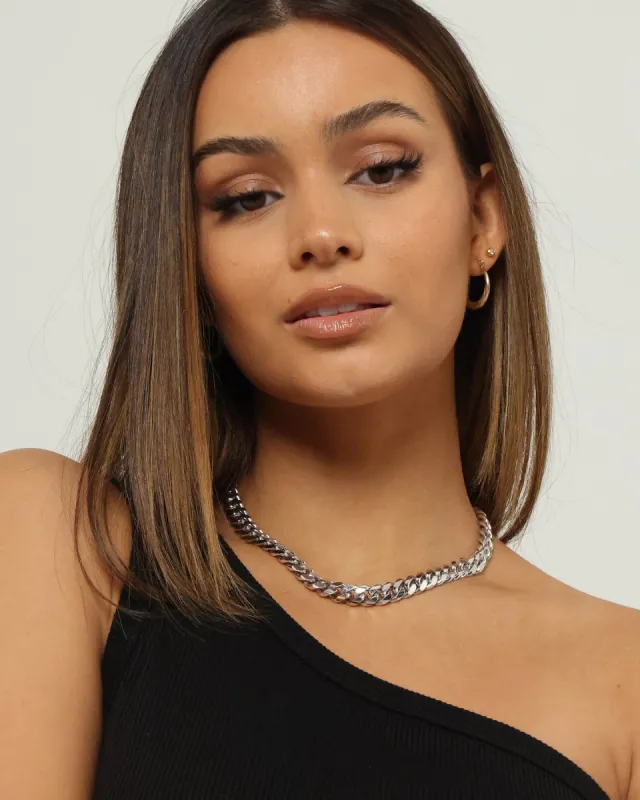Raising Hell Women's 10mm 16" Cuban Choker Chain Sterling Silver sold by Culture Kings