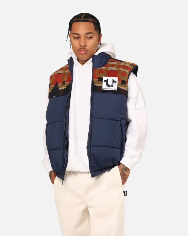 True Religion Southwestern Puffer Vest Dress Blue sold by Culture Kings