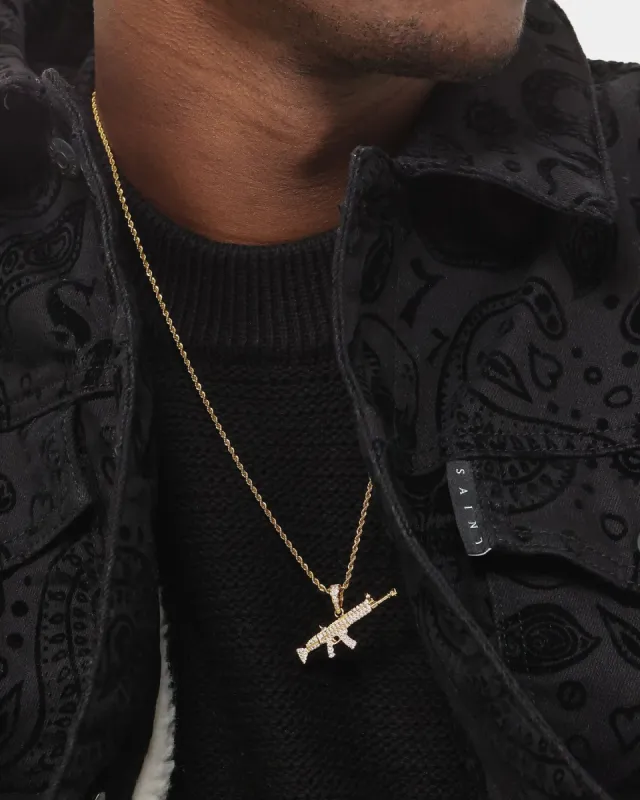 Saint Morta Iced Machine Gun Pendant Iced Gold sold by Culture Kings