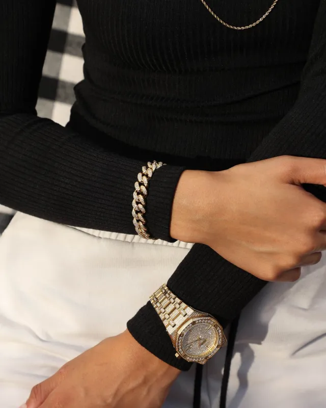 Saint Morta Diamond 7" Cuban Link Bracelet 12MM Gold Plated sold by Culture Kings