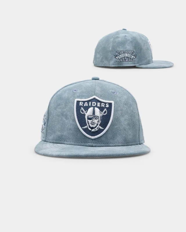 New Era Oakland Raiders 'Sky Blue Washed Suede' 59FIFTY Fitted Pastel Blue sold by Culture Kings