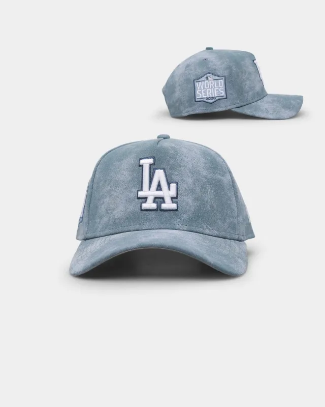 New Era Los Angeles Dodgers 'Sky Blue Washed Suede' 9FORTY A-Frame Snapback Pastel Blue sold by Culture Kings