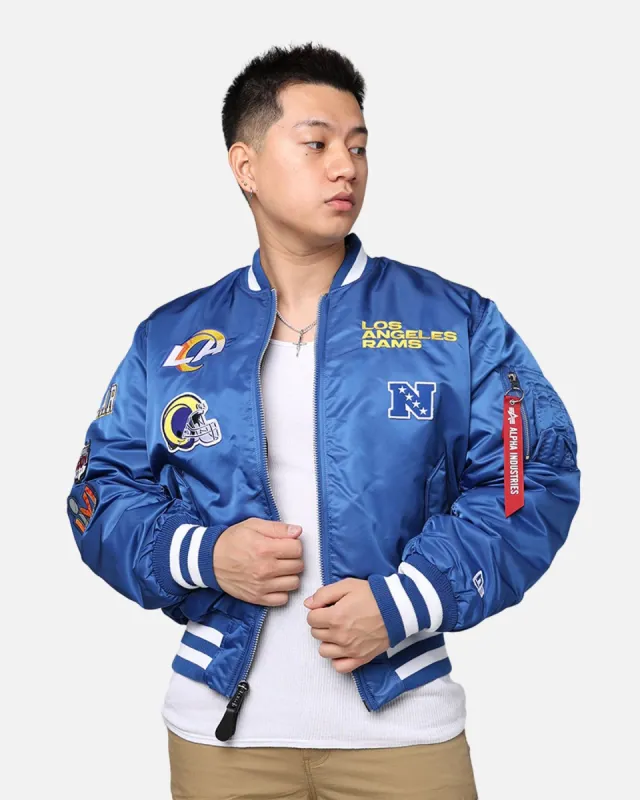 New Era X Alpha Series X NFL Los Angeles Rams MA-1 Bomber Jacket Royal/Black sold by Culture Kings