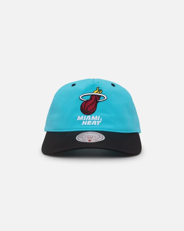 Mitchell & Ness Miami Heat Nylon Deadstock 2-Tone Snapback Bright Aqua/Black sold by Culture Kings