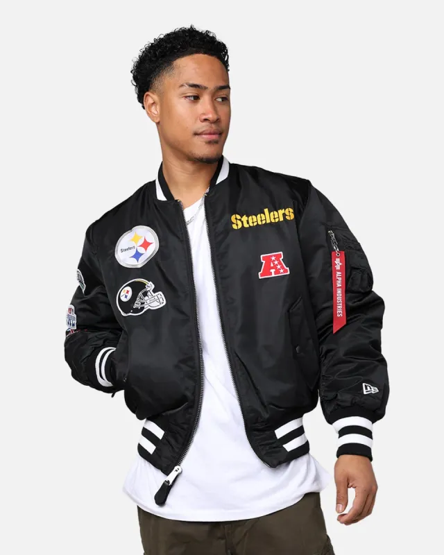 New Era X Alpha Series X NFL Pittsburgh Steelers MA-1 Bomber Jacket Black made by New Era