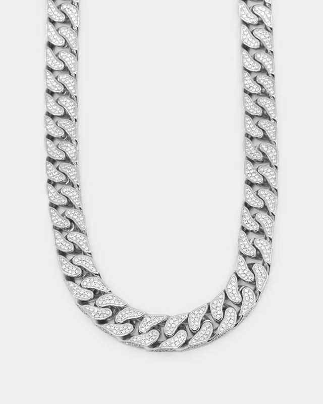 NXS Goliath Iced Curb Chain Iced White Gold sold by Culture Kings