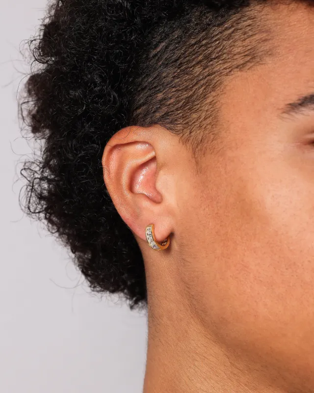 NXS Baguette Hoop Earring Iced Gold made by Culture Kings