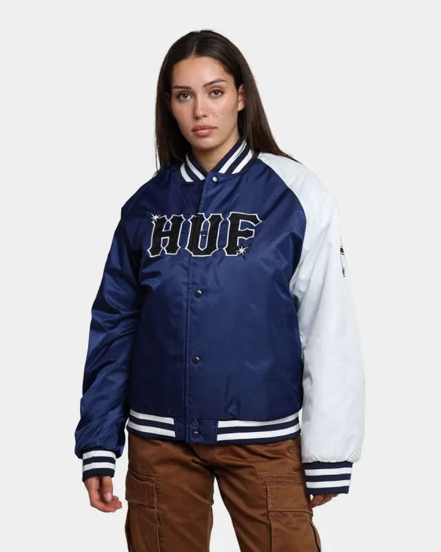 HUF Satin Baseball Jacket Navy sold by Culture Kings