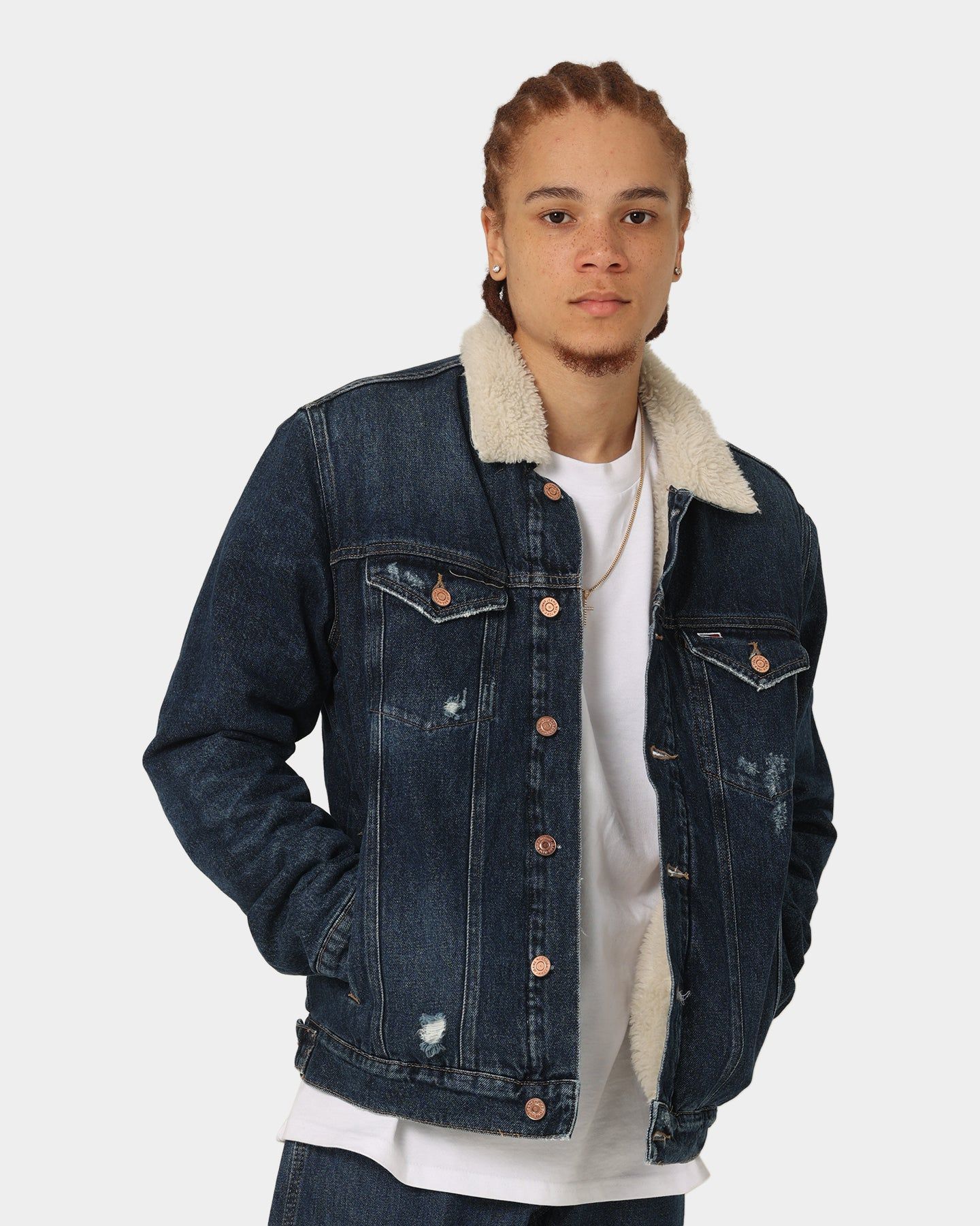 Tommy Jeans Sherpa Trucker Jacket DF205 Denim Black sold by Culture Kings