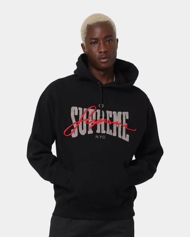 Supreme Embroidered Chenille Hoodie Black sold by Culture Kings