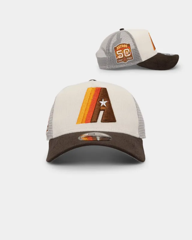 New Era Houston Astros '2-Tone Corduroy' Trucker Snapback Chrome/Walnut sold by Culture Kings