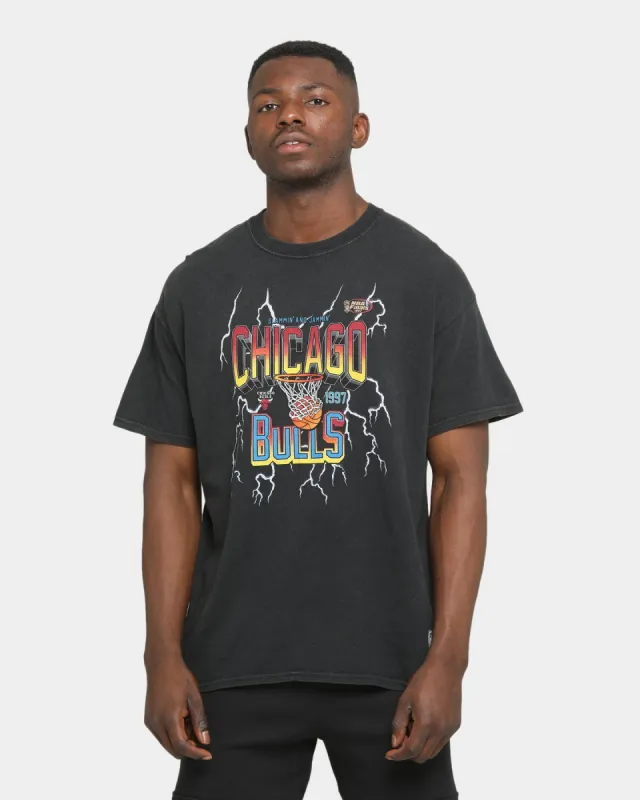 Mitchell & Ness Chicago Bulls Vintage Lightning Short Sleeve T-Shirt Black Wash sold by Culture Kings