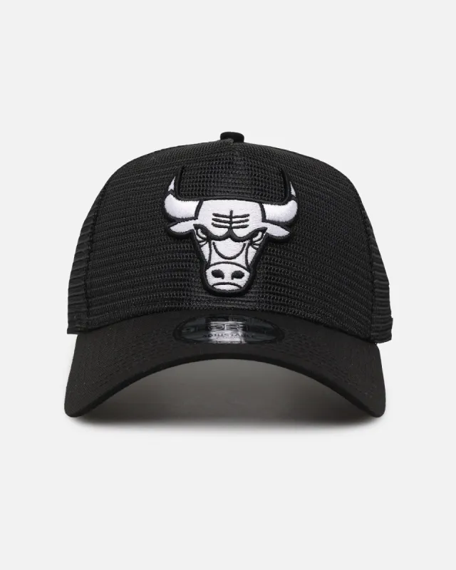 New Era Chicago Bulls 'Black All Over Mesh' 9FORTY A-Frame Trucker Snapback Black Rigid/Black sold by Culture Kings