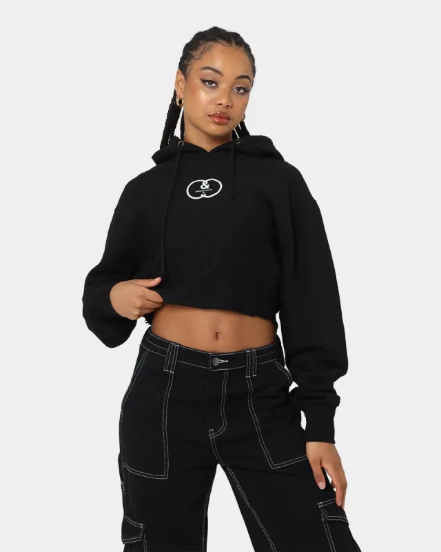 Crooks & Castles Women's CC Logo Oversized Crop Hoodie Black made by Culture Kings