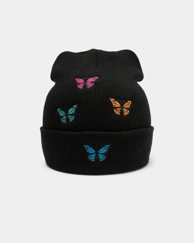 Goat Crew Unisex Multi-coloured Butterfly Beanie Black sold by Culture Kings