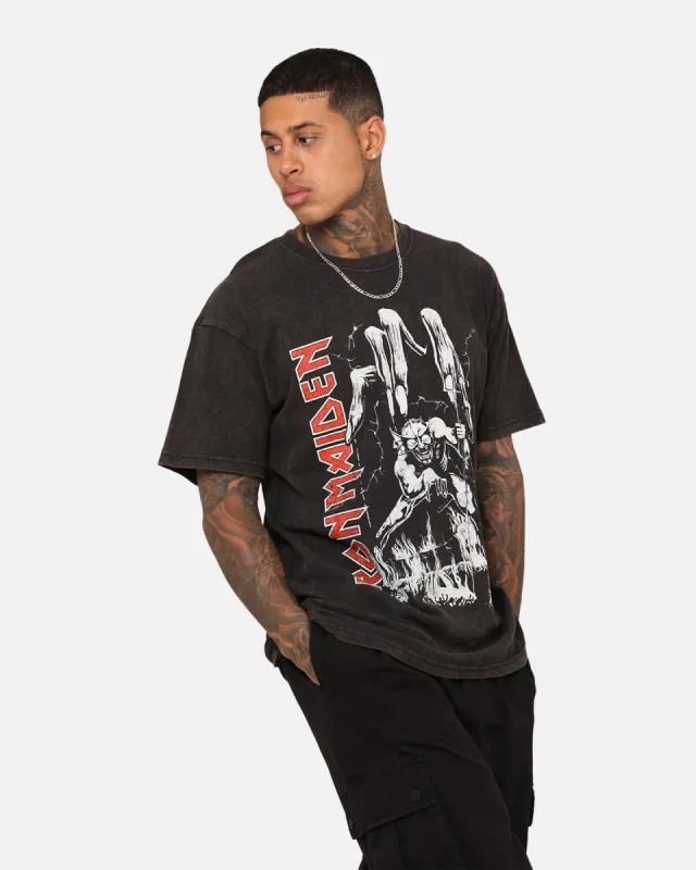 Iron Maiden Eddie Big Hand Vintage T-Shirt Black Wash sold by Culture Kings