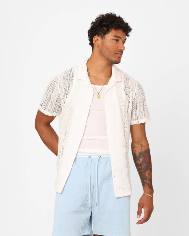 XXIII Franjo Knit Button Up Shirt Off White sold by Culture Kings