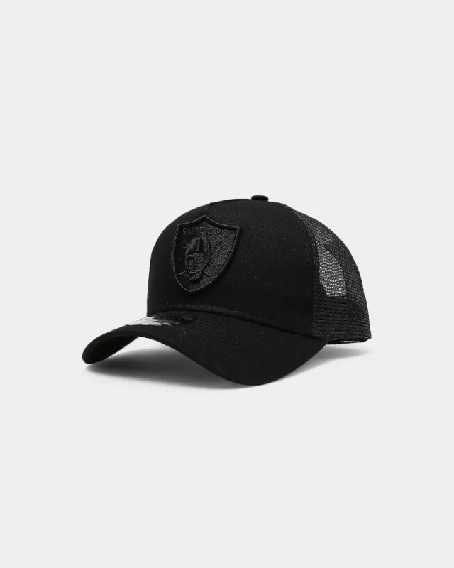 New Era Las Vegas Raiders 9FORTY A-Frame Trucker Snapback Black/Black sold by Culture Kings