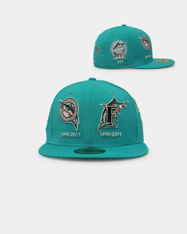 New Era Florida Marlins 'Logo Evolution' 59FIFTY Fitted Teal sold by Culture Kings