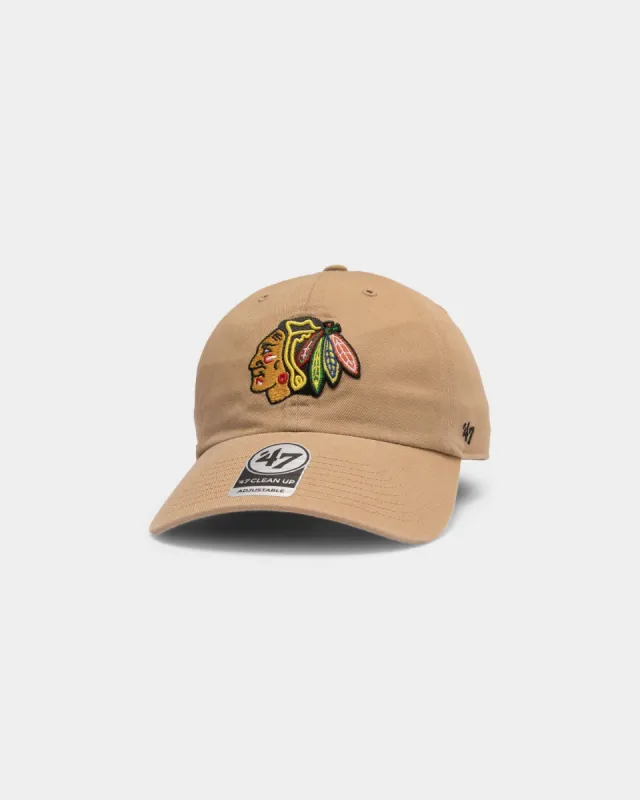 47 Brand Blackhawks Clean Up Strapback Khaki sold by Culture Kings