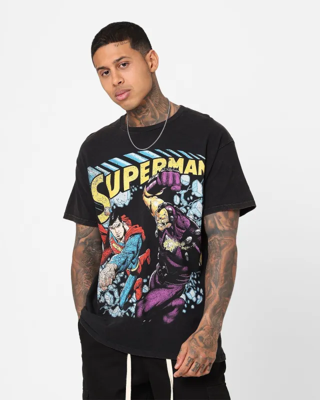 Goat Crew X DC Superman Versus Vintage T-Shirt Black Wash sold by Culture Kings