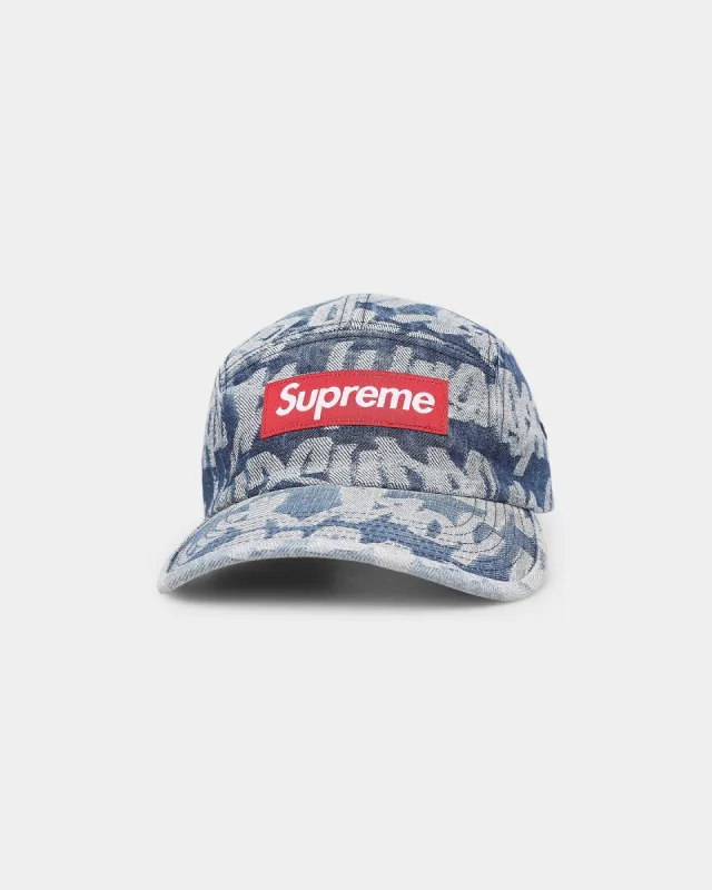 Supreme Fat Tip Jacquard Denim Camp Strapback Blue sold by Culture Kings